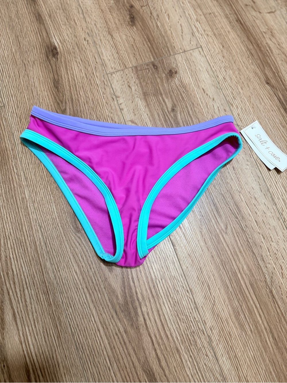 Salt + Cove Womens Pink Aqua Colorblock Hipster Bikini Bottom Size M NWT $30
